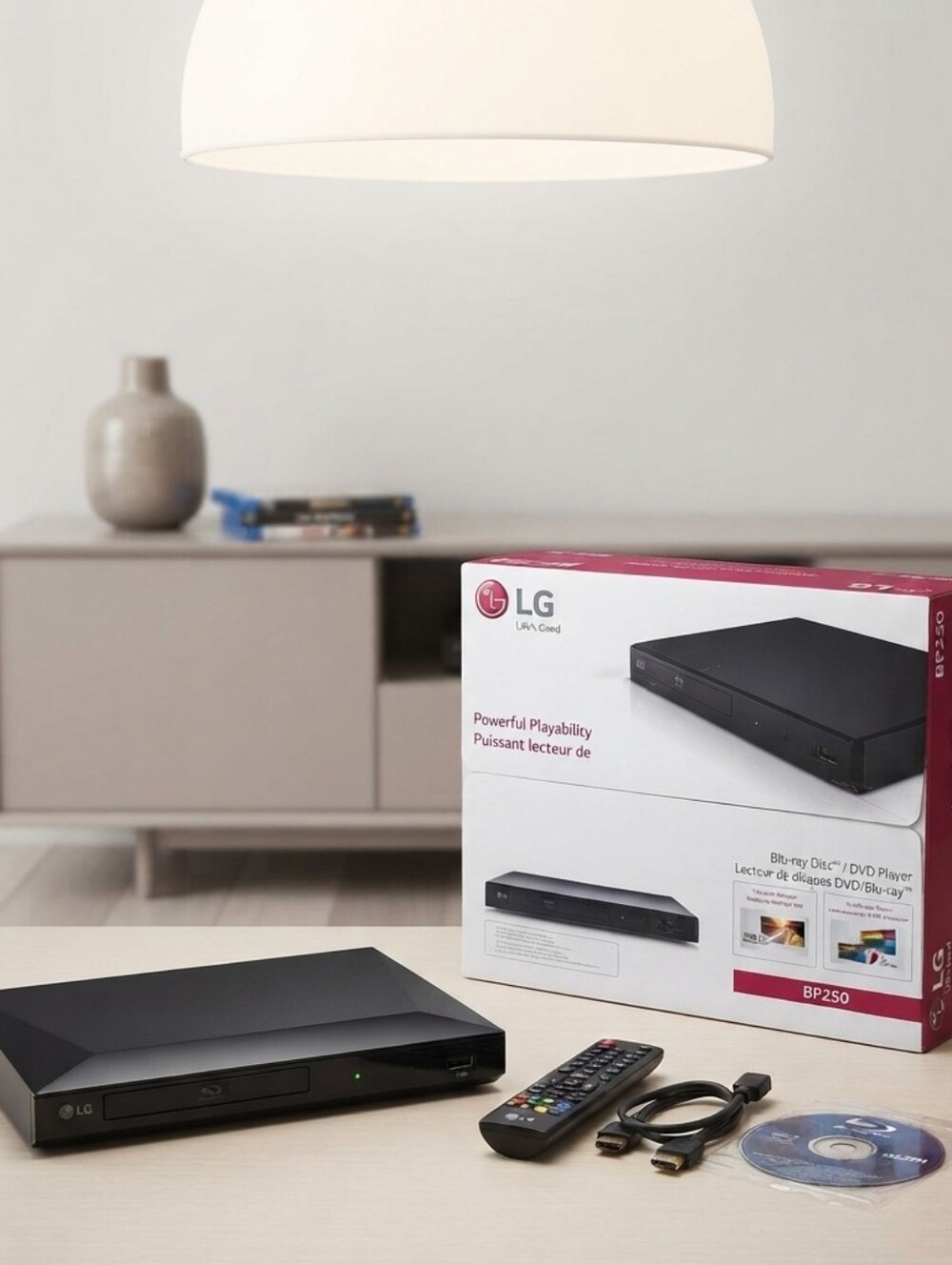 LG BP250 Streaming Blu-Ray & DVD Player with Box, Remote & HDMI Cable